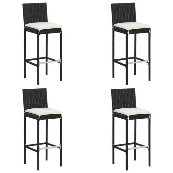 Helloshop26 - Ensemble de bar de jardin avec coussins 5 pièces noir - Image 6