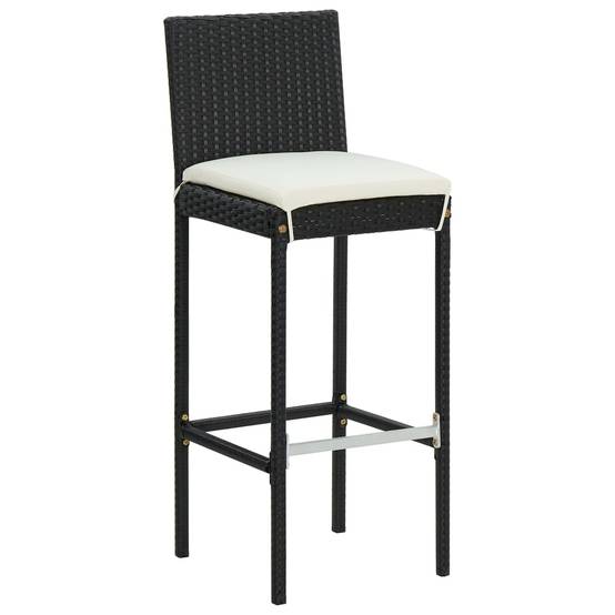 Helloshop26 - Ensemble de bar de jardin avec coussins 5 pièces noir - Image 7