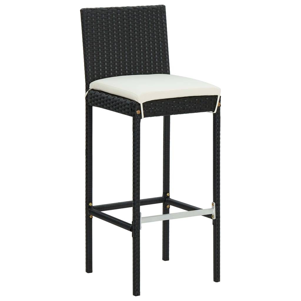 Helloshop26 - Ensemble de bar de jardin avec coussins 5 pièces noir - Image 7