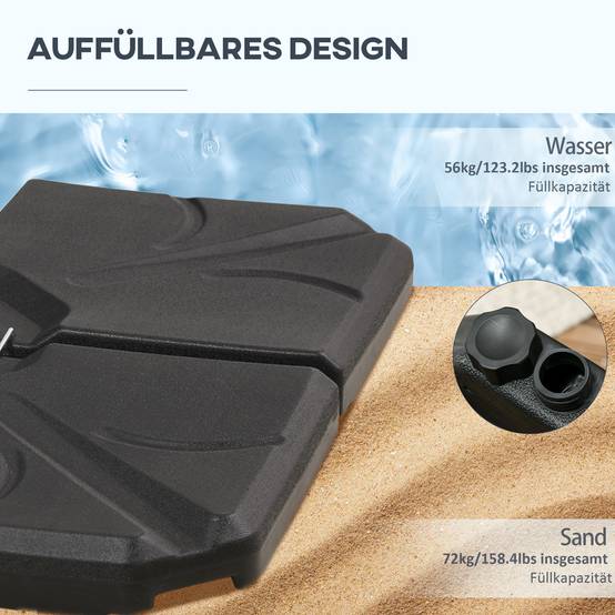 Dalles de lestage plastique pour parasol déporté à remplir eau sable 103cm noir - ComfortXL Outdoor Living - Image 7