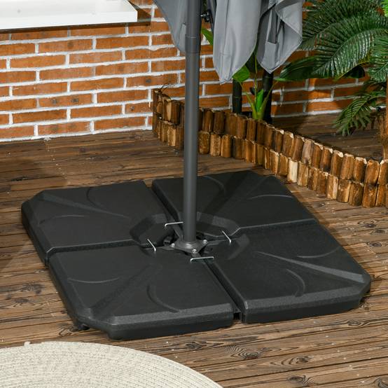 Dalles de lestage plastique pour parasol déporté à remplir eau sable 103cm noir - ComfortXL Outdoor Living - Image 3