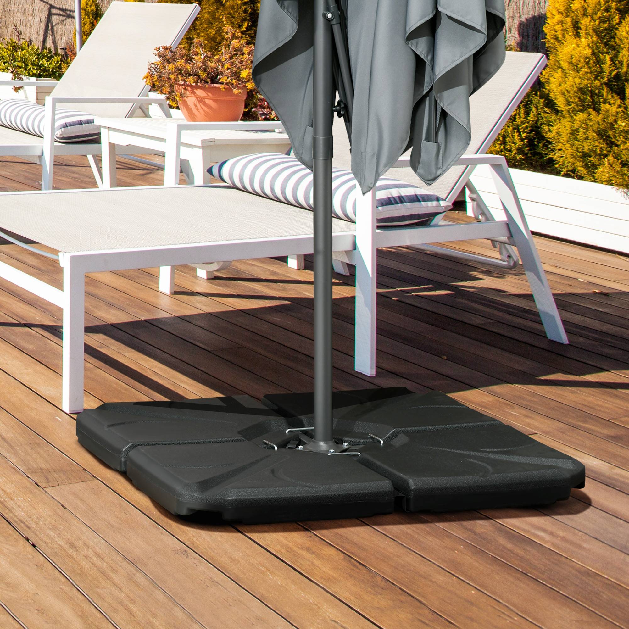 Dalles de lestage plastique pour parasol déporté à remplir eau sable 103cm noir - ComfortXL Outdoor Living - Image 4