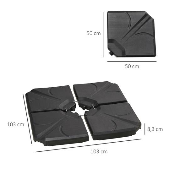 Dalles de lestage plastique pour parasol déporté à remplir eau sable 103cm noir - ComfortXL Outdoor Living - Image 5