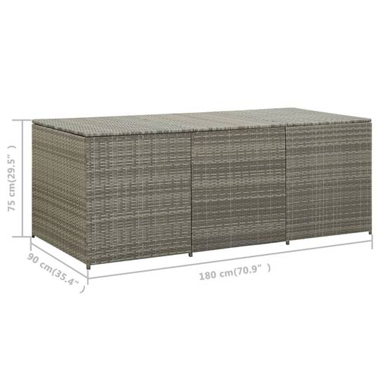 Coffre boîte meuble de jardin rangement résine tressée 180 x 90 x 75 cm gris - Image 7