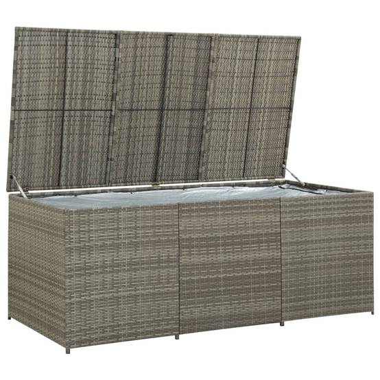 Coffre boîte meuble de jardin rangement résine tressée 180 x 90 x 75 cm gris - Image 2