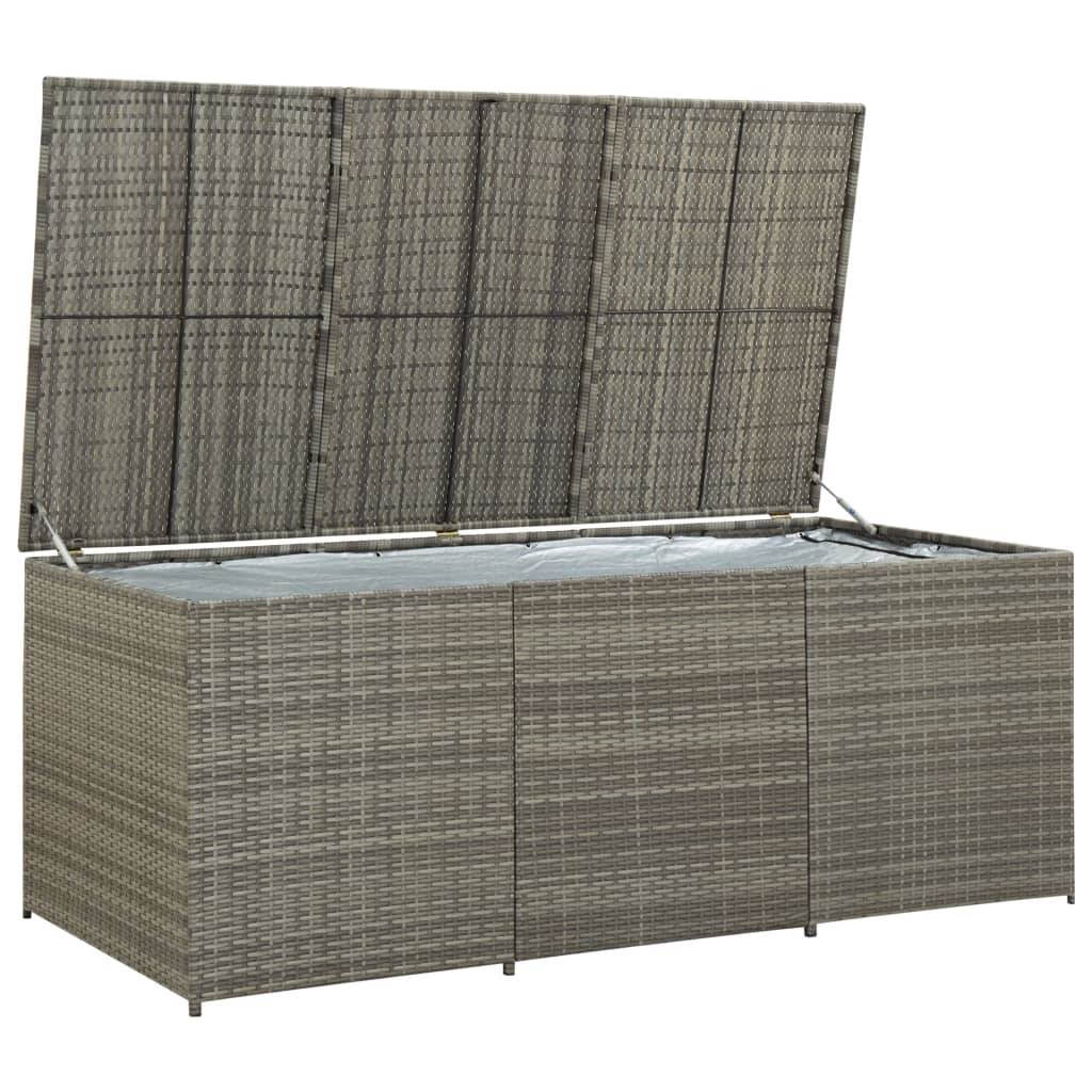 Coffre boîte meuble de jardin rangement résine tressée 180 x 90 x 75 cm gris - Image 2