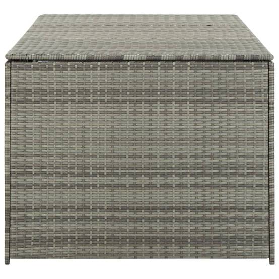 Coffre boîte meuble de jardin rangement résine tressée 180 x 90 x 75 cm gris - Image 4