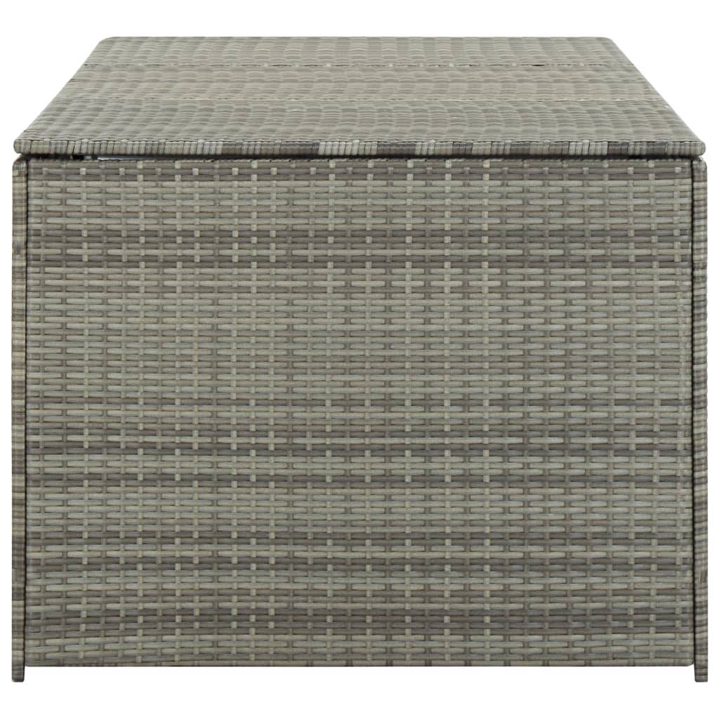 Coffre boîte meuble de jardin rangement résine tressée 180 x 90 x 75 cm gris - Image 4