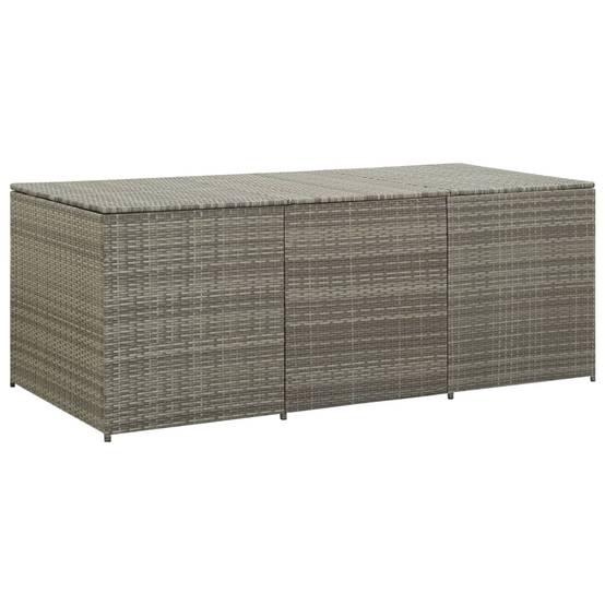 Coffre boîte meuble de jardin rangement résine tressée 180 x 90 x 75 cm gris - Image 1