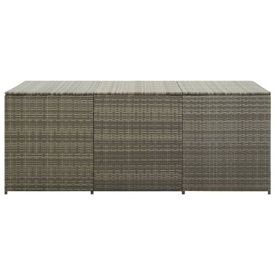 Coffre boîte meuble de jardin rangement résine tressée 180 x 90 x 75 cm gris - Image 3
