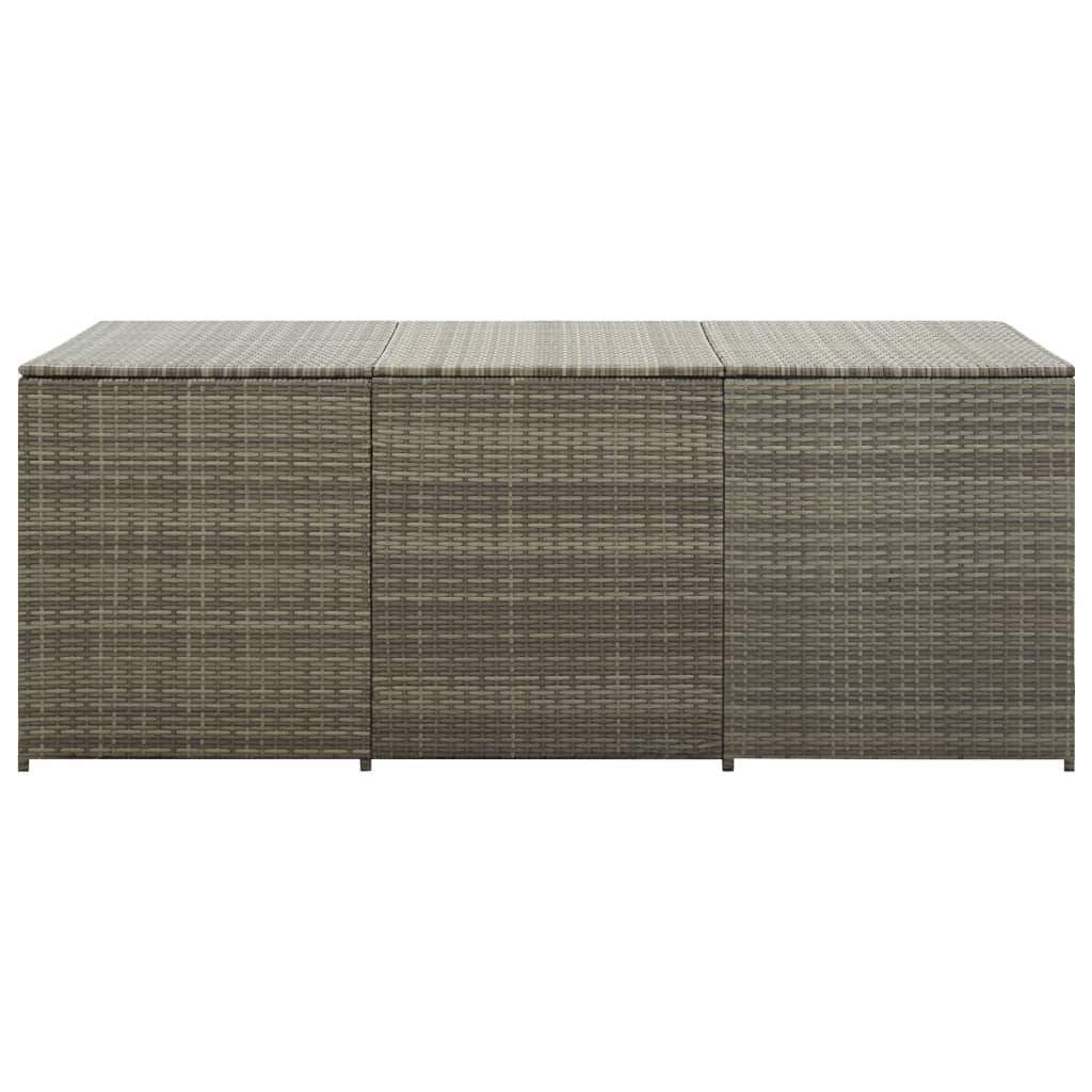 Coffre boîte meuble de jardin rangement résine tressée 180 x 90 x 75 cm gris - Image 3