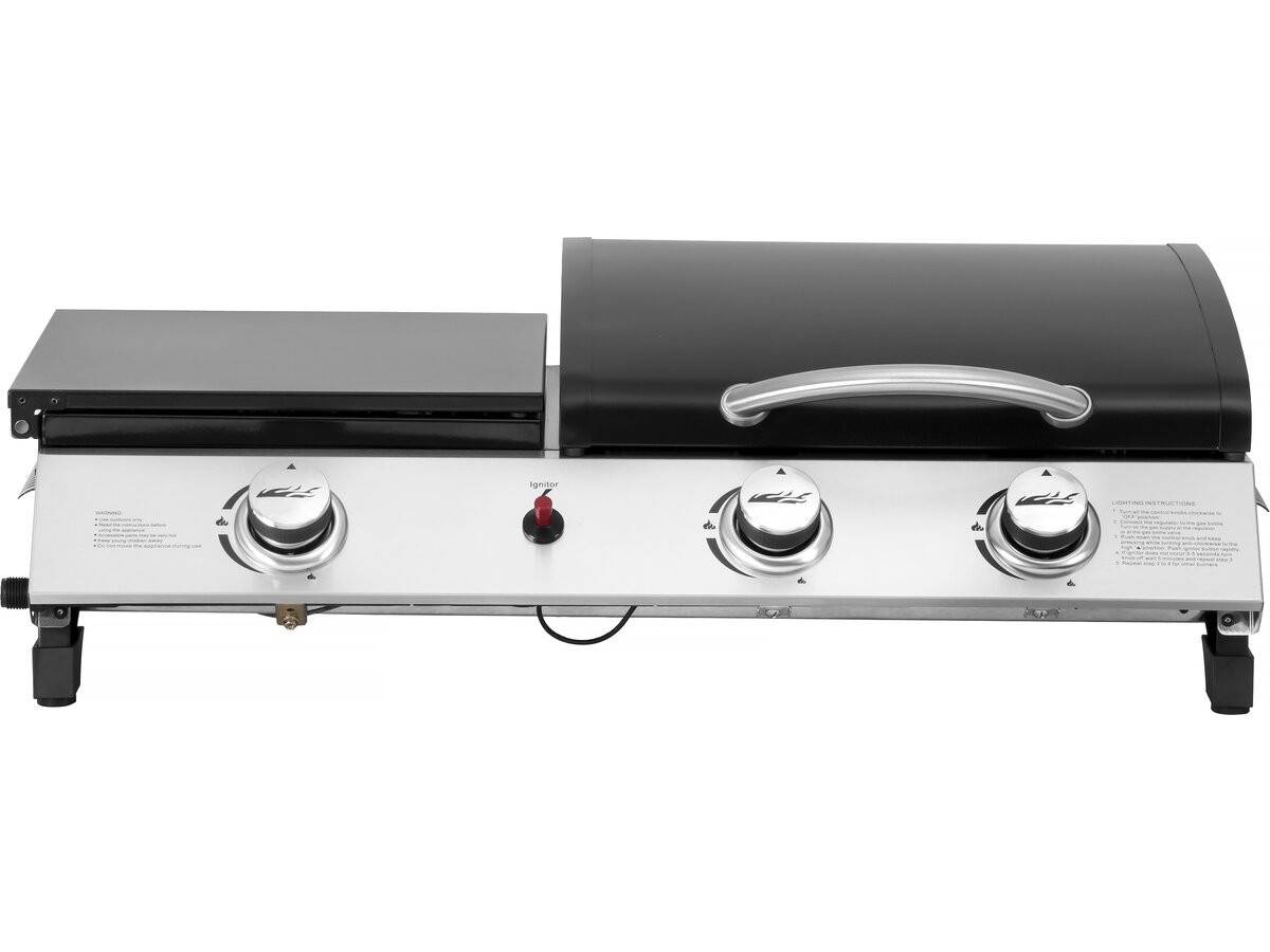 Habitat Et Jardin - Plancha Gaz Avec Couvercle "rasio" - 7.5 Kw - 3 Brûleurs - Noir -habitat Et Jardin