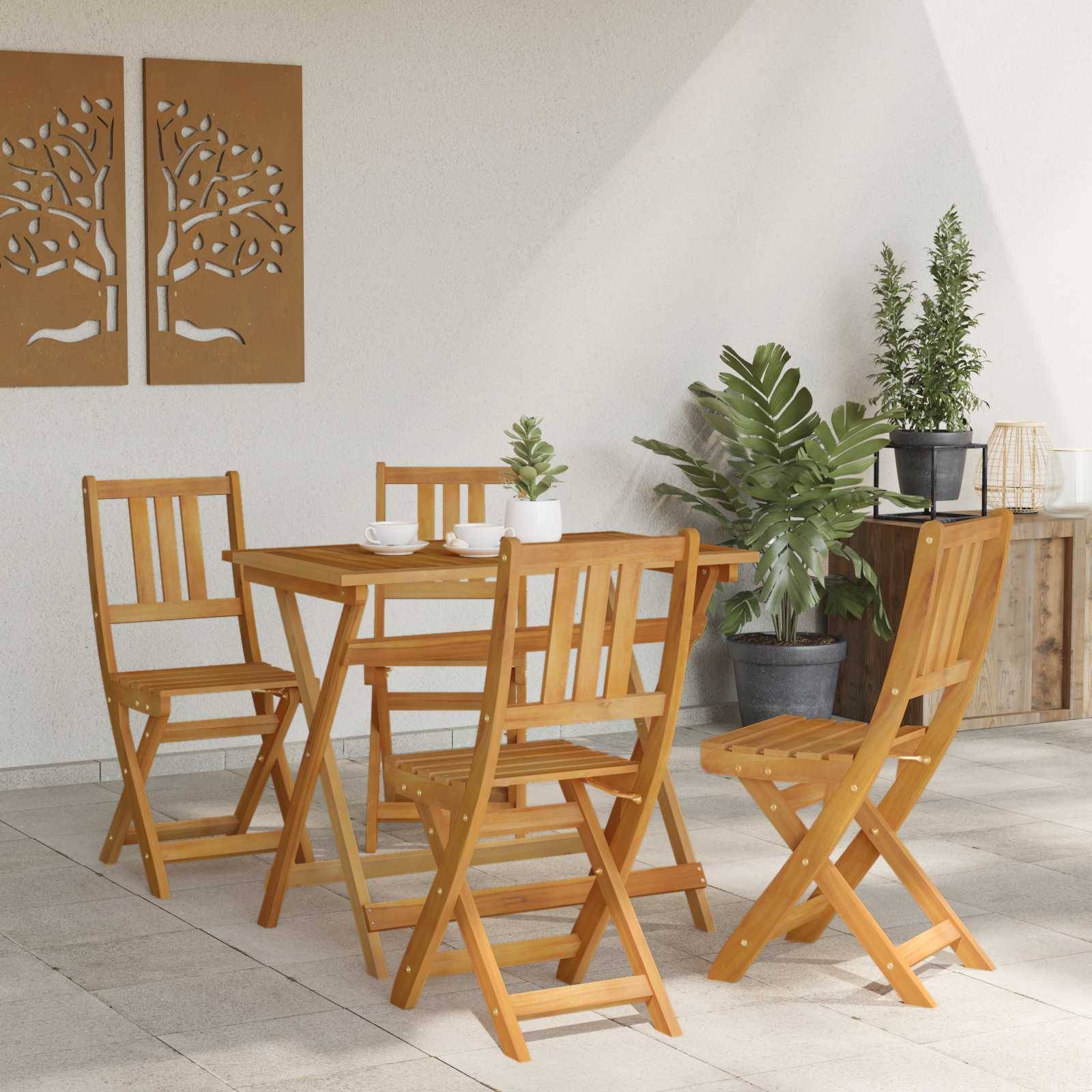 Chaises de jardin bois d'acacia naturel 42 x 40 x 85 cm - PANGIVO - Image 3
