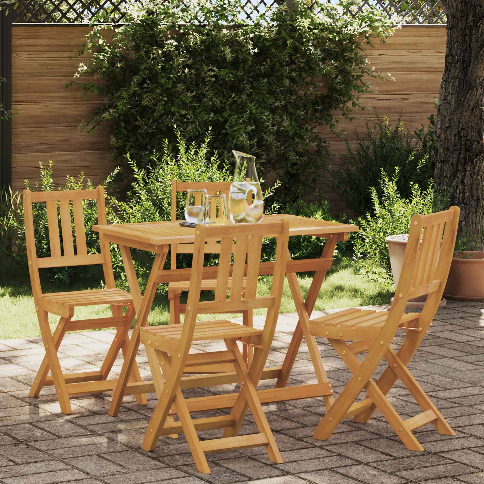 Chaises de jardin bois d'acacia naturel 42 x 40 x 85 cm - PANGIVO - Image 1