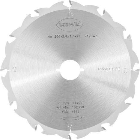 Lame de scie circulaire Ø200 x 2.4 x 29 mm LAMELLO - Métal dur Z12 - Prof.70 mm - Pour fenêtre bois - 132330