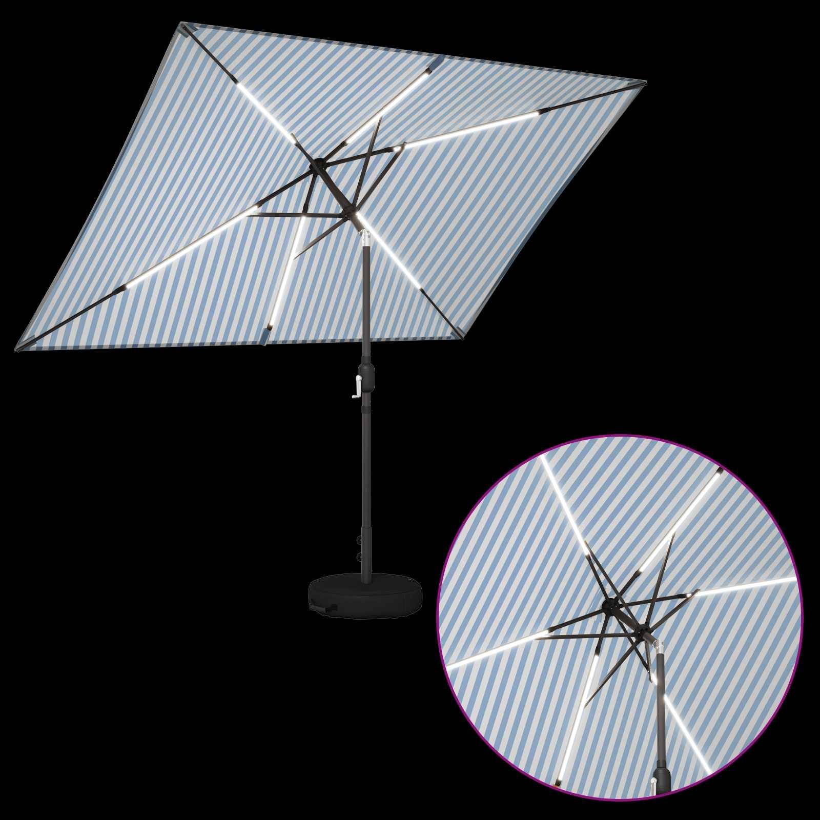 Parasol de jardin polyester bleu et blanc 290 x 190 x 235 cm - PANGIVO - Image 4
