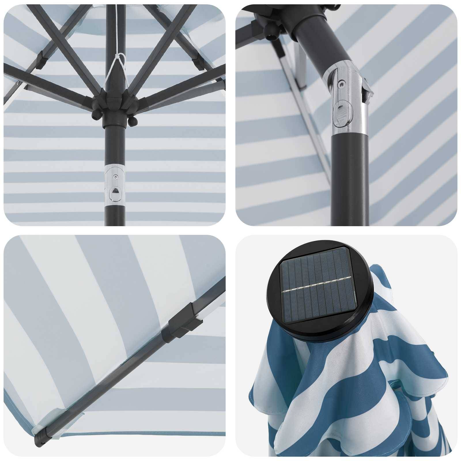 Parasol de jardin polyester bleu et blanc 290 x 190 x 235 cm - PANGIVO - Image 6