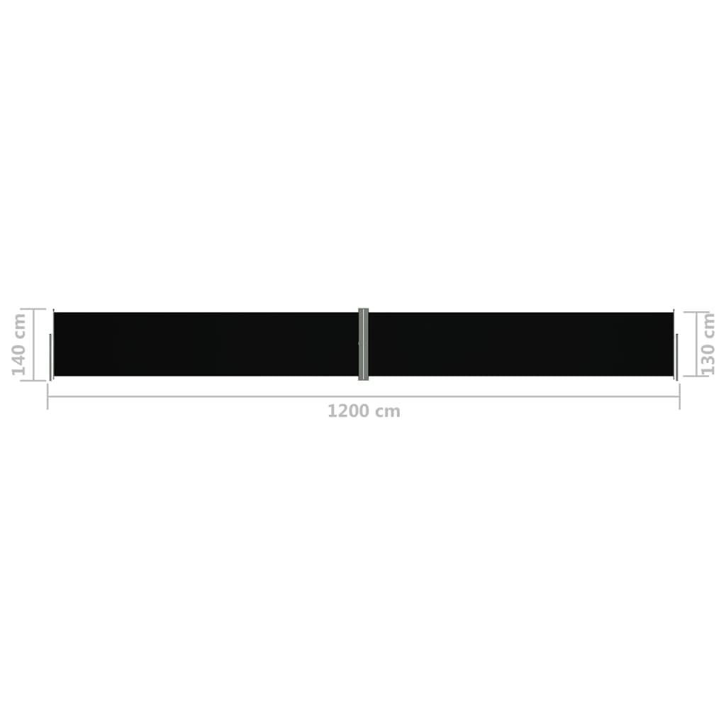 Helloshop26 - Auvent paravent store brise-vue latéral rétractable de patio jardin terrasse balcon protection visuelle écran noir 140 x 1200 cm - Imagen 6
