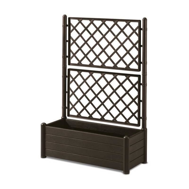 Stefanplast Bac A Fleurs Rectangulaire Avec Treillis - Finition En Bois - 100 X 43 X H 142 Cm - 80 L - Moka - Imagen 1