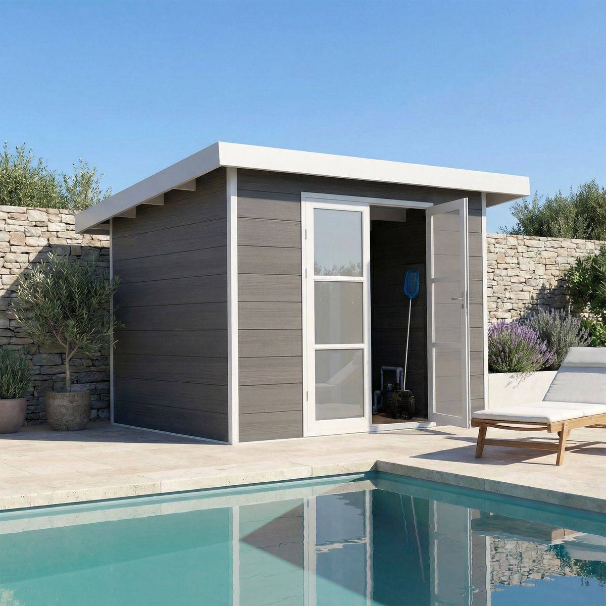 Direct Abris - Abri de Jardin Composite ALMA - 7m2 - Gris/blanc - Cabane de jardin - Image 1