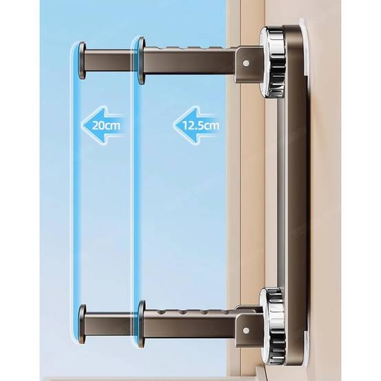 Étendoir à linge-Organisateur de cintres double couche – Fixation par ventouse – Capacité 20+ cintres – Pour buanderie et placard – Living123 - Image 4