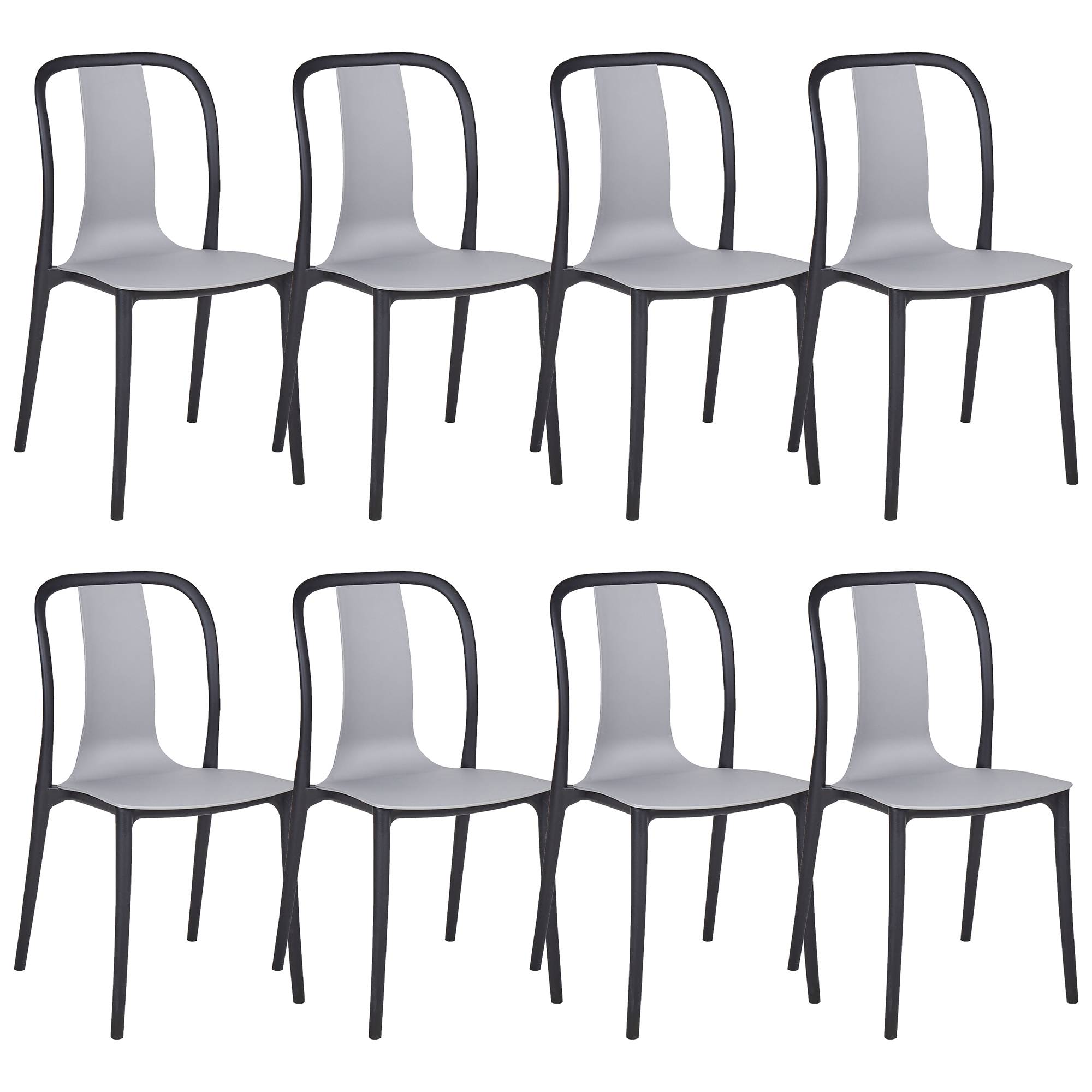 Beliani - Lot de 8 Chaises de Jardin en Plastique Gris et Noir Intérieur Extérieur Style Moderne - Imagen 1