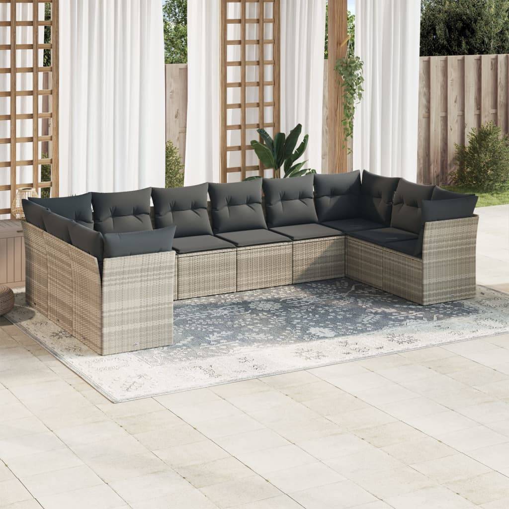 Vidaxl - Salon de jardin avec coussins 10 pcs gris clair résine tressée vidaXL 3218202 - Image 1