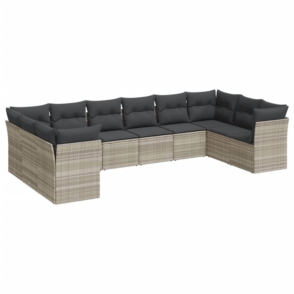 Vidaxl - Salon de jardin avec coussins 10 pcs gris clair résine tressée vidaXL 3218202 - Image 2