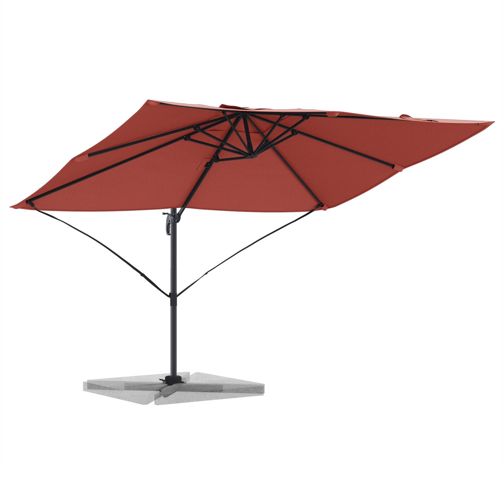 Parasol Déporté de jardin - Parasol d'extérieur Terracotta Polyester, Acier Grand - Image 3