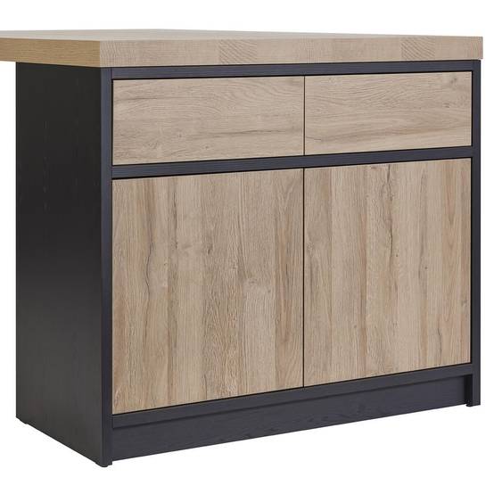 Ilôt de cuisine Plateau 230cm avec Rangement Aspect Bois Pieds Métal - KALDARI - Image 3