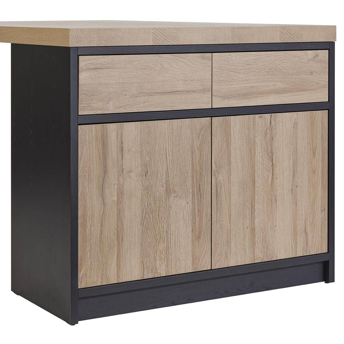 Ilôt de cuisine Plateau 230cm avec Rangement Aspect Bois Pieds Métal - KALDARI - Image 3