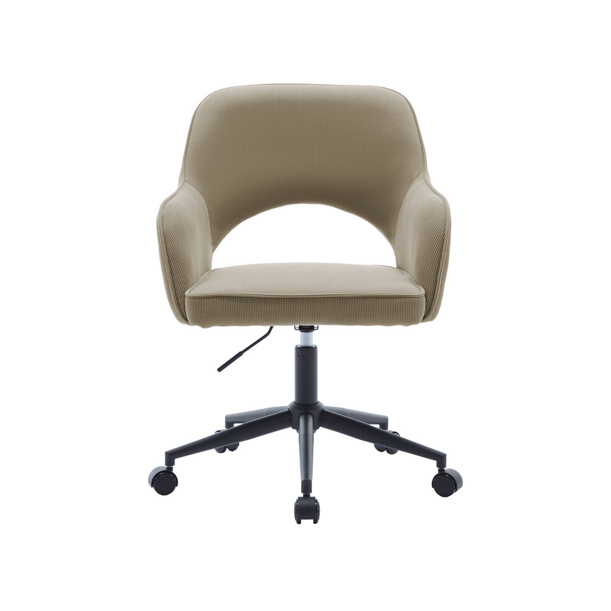 sweeek - Chaise de bureau à roulettes velours côtelé beige L 60 x P 62 x H 89 / 99cm | sweeek - Image 6