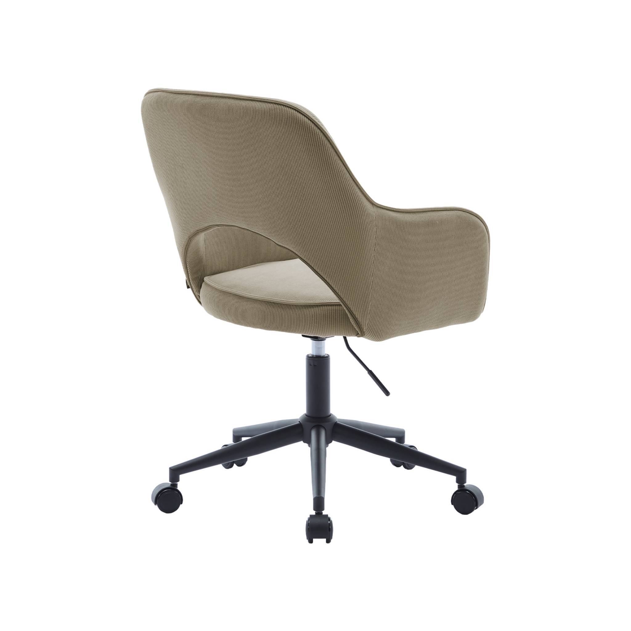 sweeek - Chaise de bureau à roulettes velours côtelé beige L 60 x P 62 x H 89 / 99cm | sweeek - Image 7