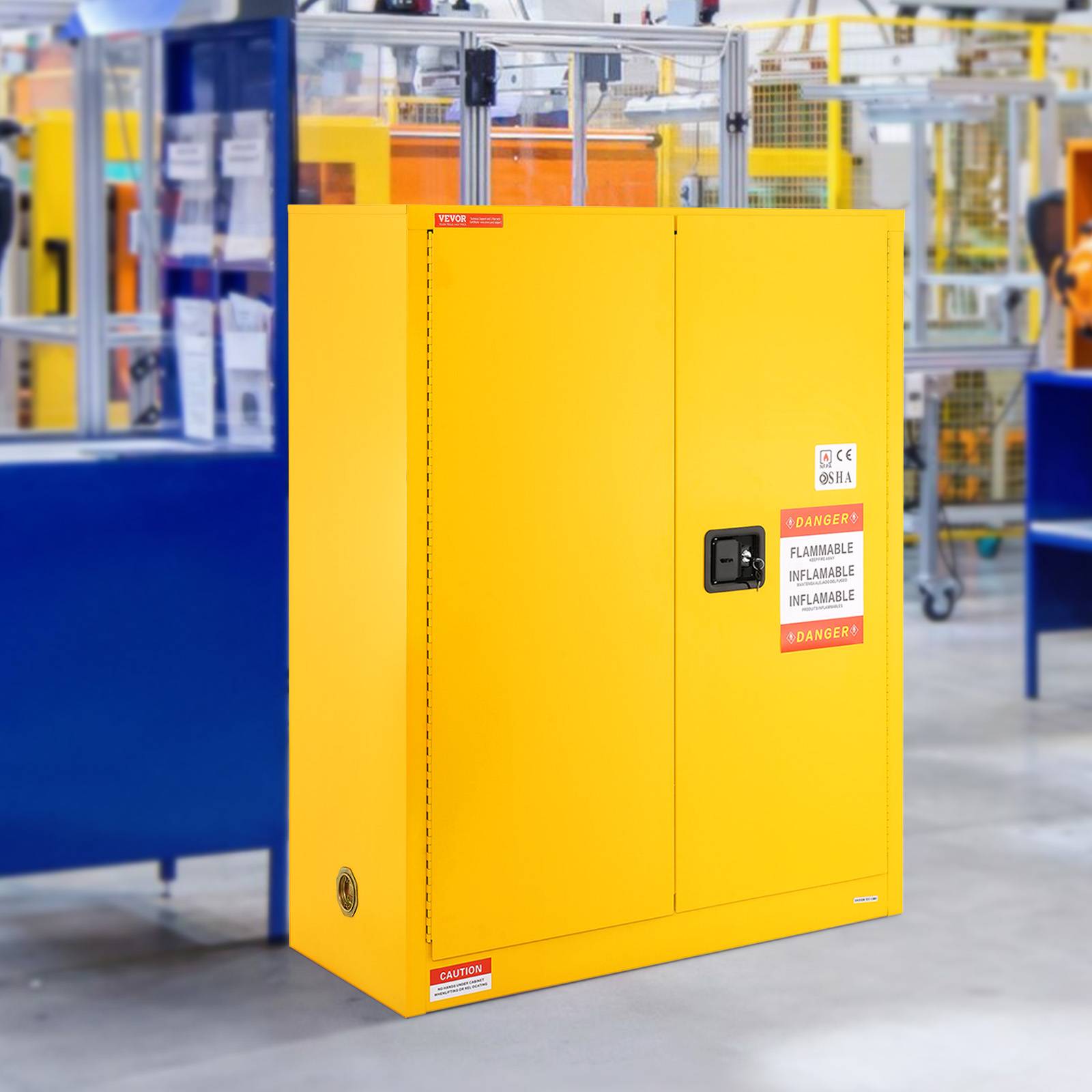 VEVOR Armoire sécurité produits inflammables 113,6 L, acier laminé froid. Coupe-feu, 1 étagère réglable. - Image 8