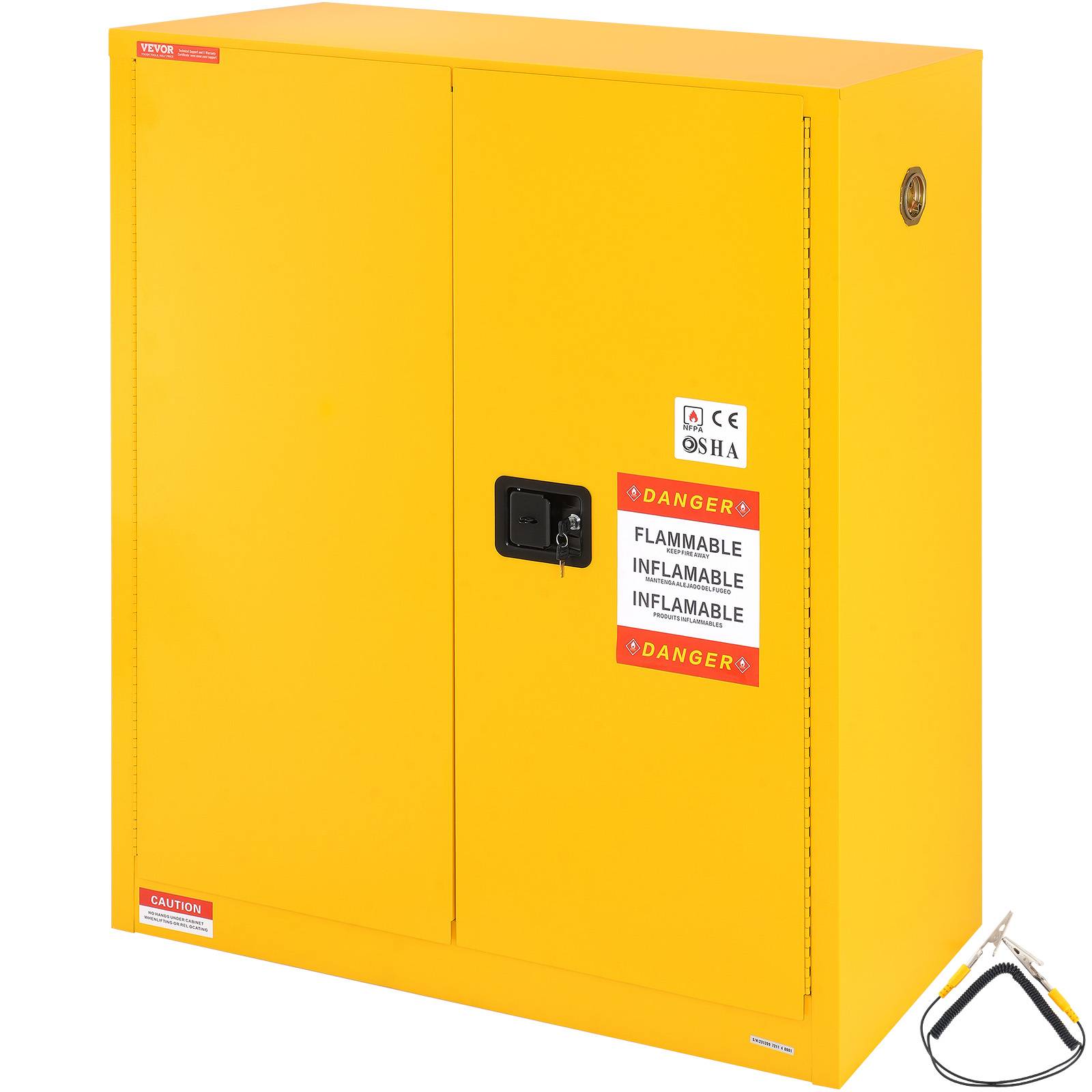 VEVOR Armoire sécurité produits inflammables 113,6 L, acier laminé froid. Coupe-feu, 1 étagère réglable. - Image 1