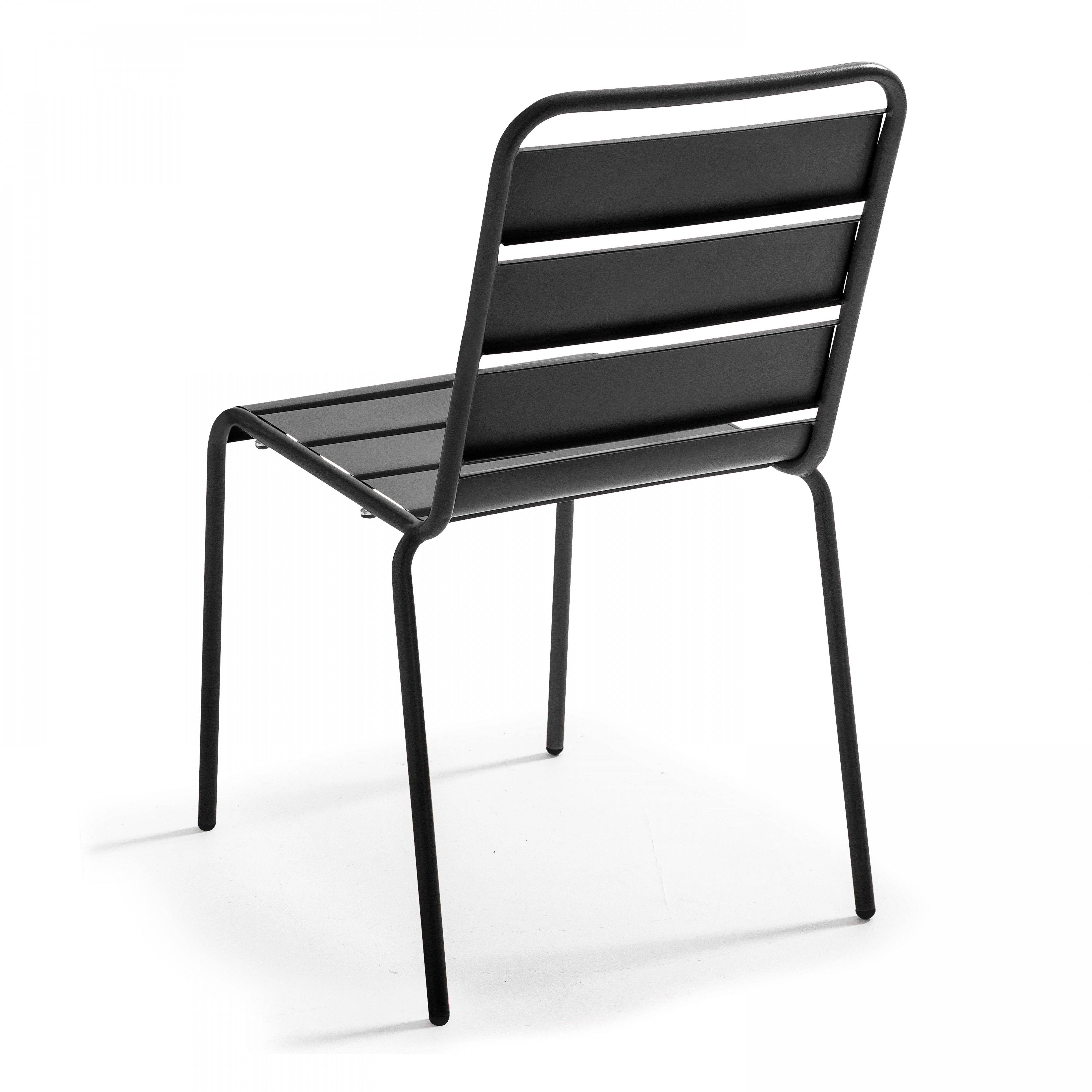 Oviala - Salon de jardin 2 bancs et 4 chaises en acier gris Palavas - Oviala - Imagen 5