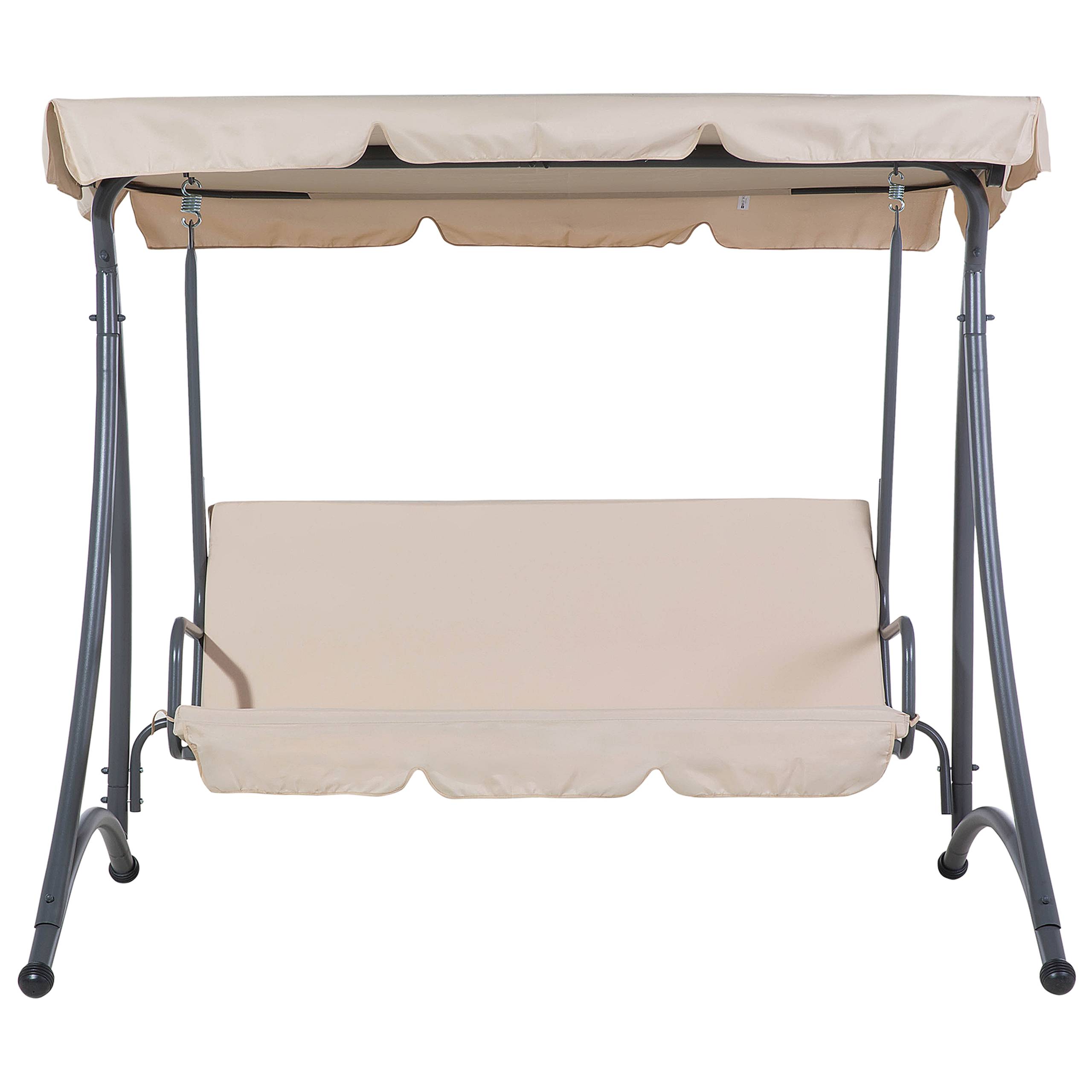 Beliani - Balancelle de Jardin ou Terrasse 3 Places en Acier et Tissu Beige avec Baldaquin Intégré pour Extérieur de Style Romantique et Campagne Beliani - Imagen 4
