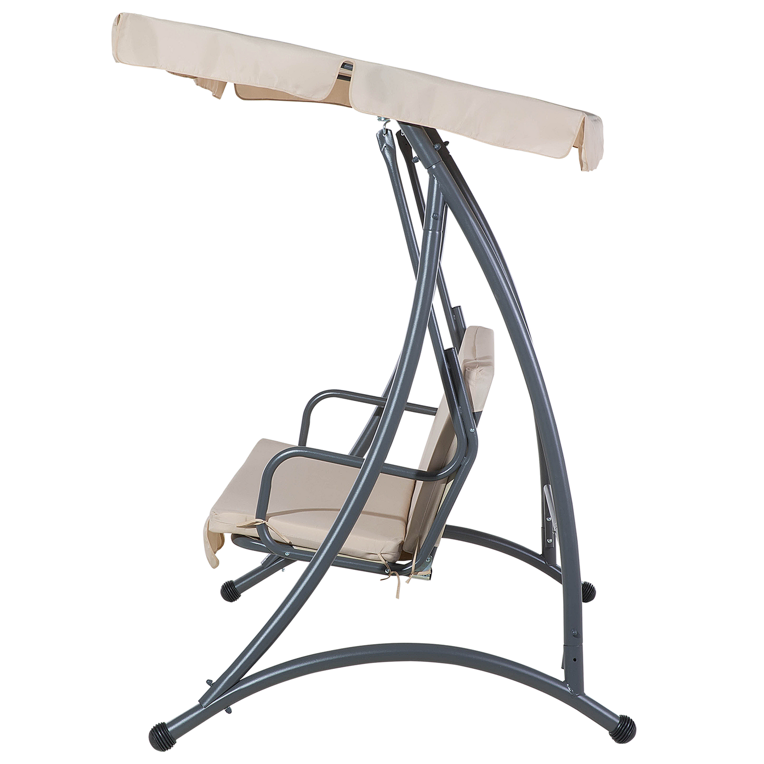 Beliani - Balancelle de Jardin ou Terrasse 3 Places en Acier et Tissu Beige avec Baldaquin Intégré pour Extérieur de Style Romantique et Campagne Beliani - Imagen 5