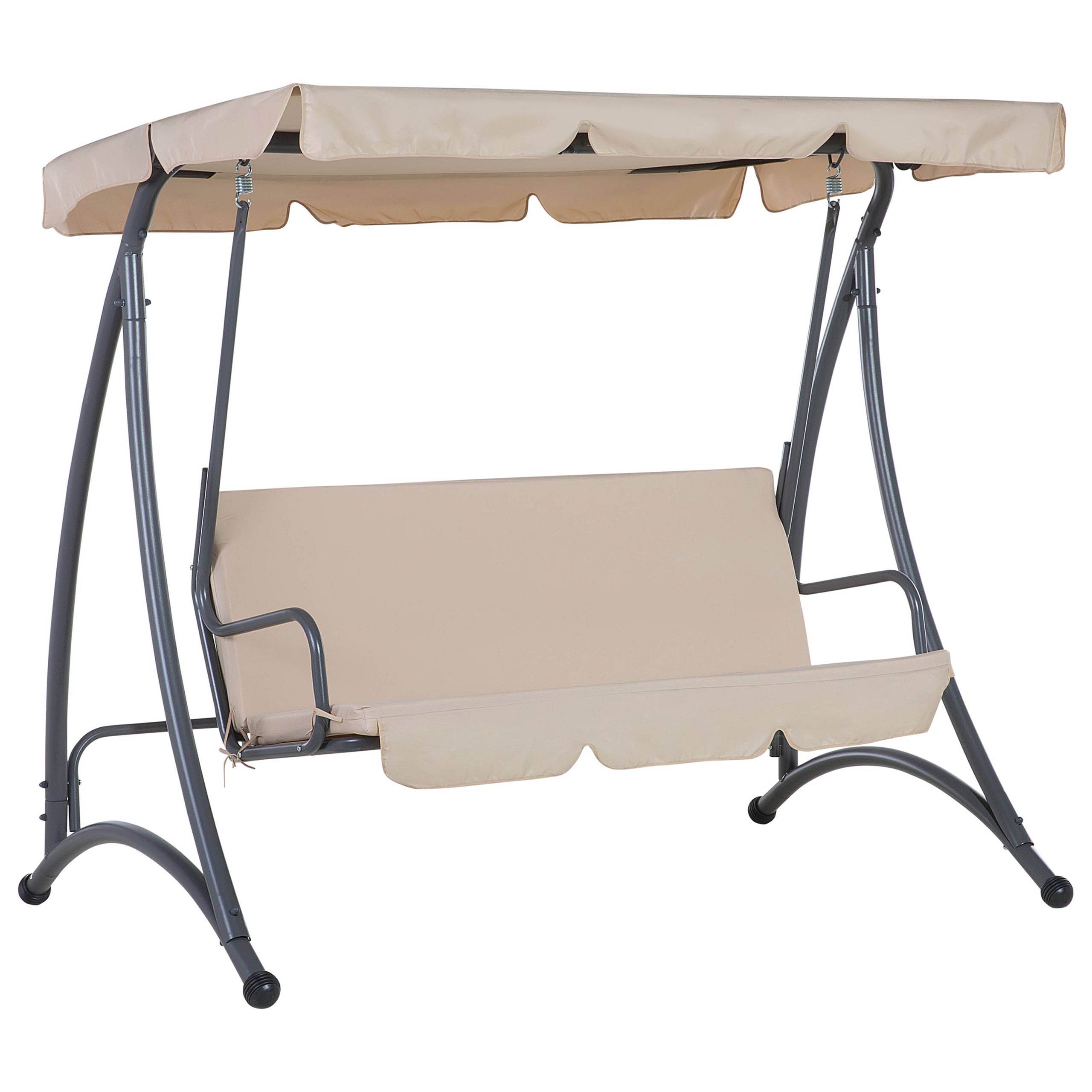 Beliani - Balancelle de Jardin ou Terrasse 3 Places en Acier et Tissu Beige avec Baldaquin Intégré pour Extérieur de Style Romantique et Campagne Beliani - Imagen 1