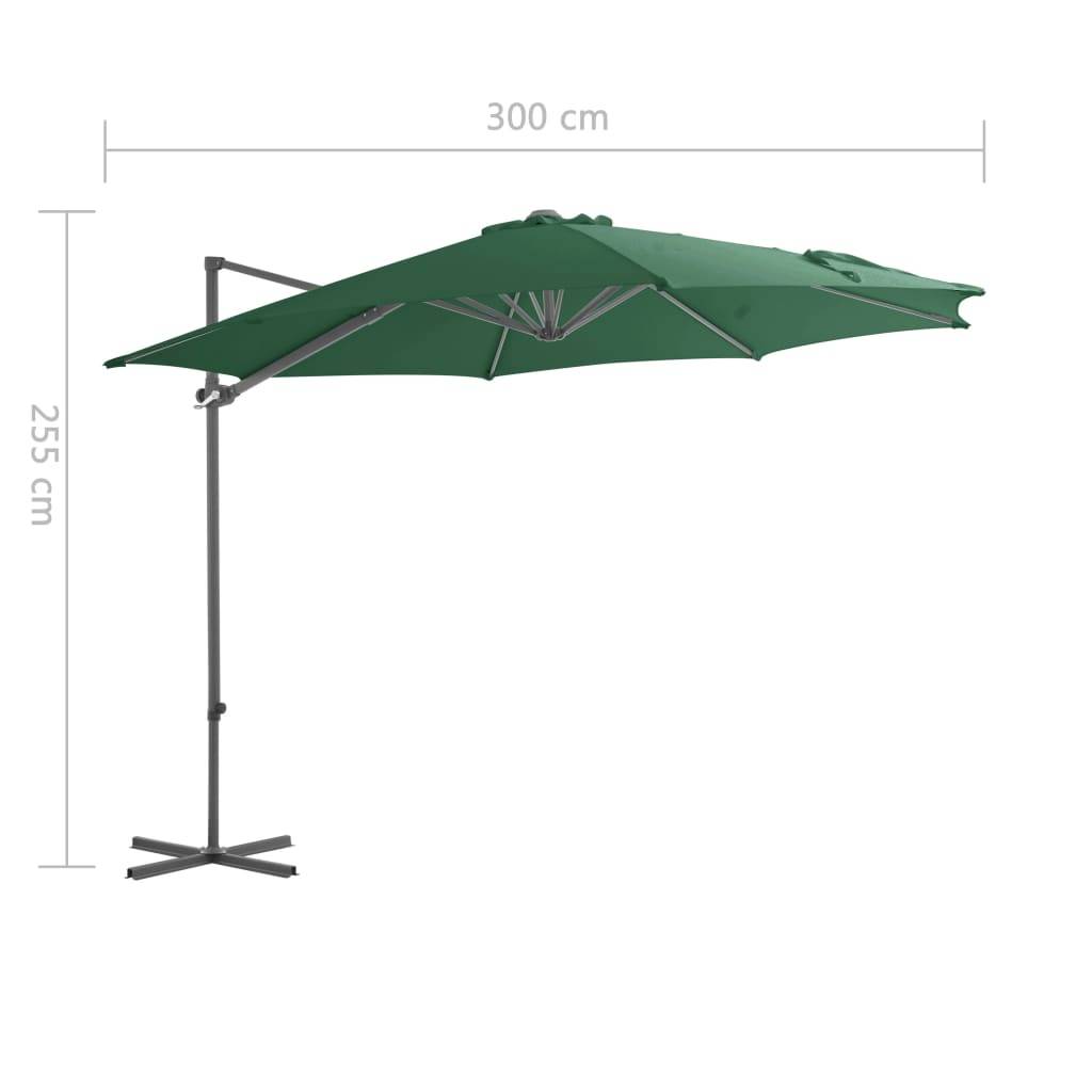 Helloshop26 - Parasol meuble de jardin porte-à-faux avec mât en acier vert 300 cm - Imagen 8