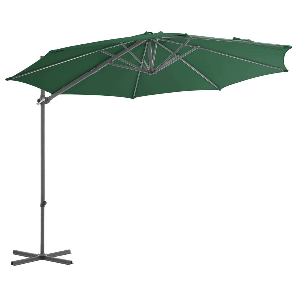 Helloshop26 - Parasol meuble de jardin porte-à-faux avec mât en acier vert 300 cm - Imagen 2