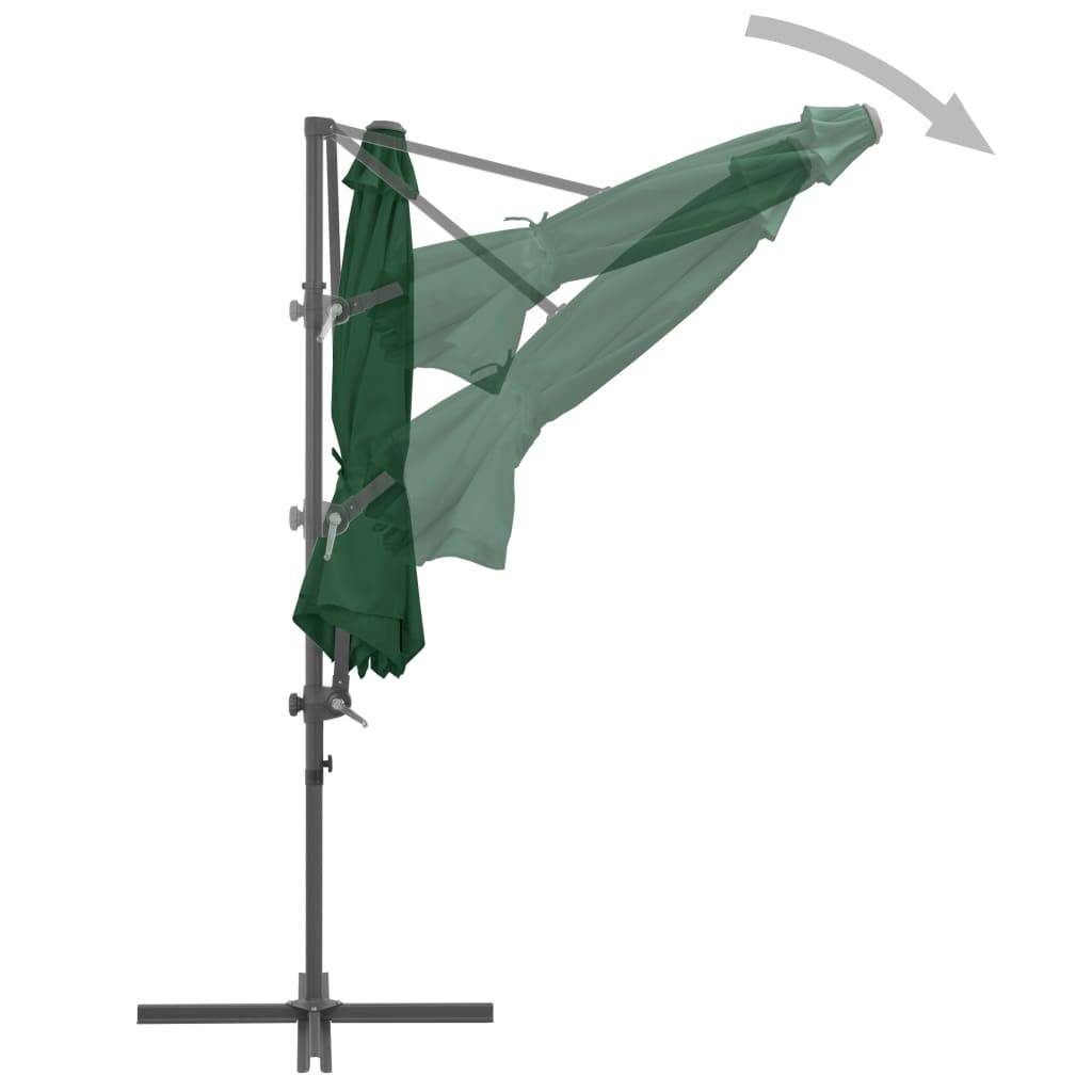 Helloshop26 - Parasol meuble de jardin porte-à-faux avec mât en acier vert 300 cm - Imagen 5