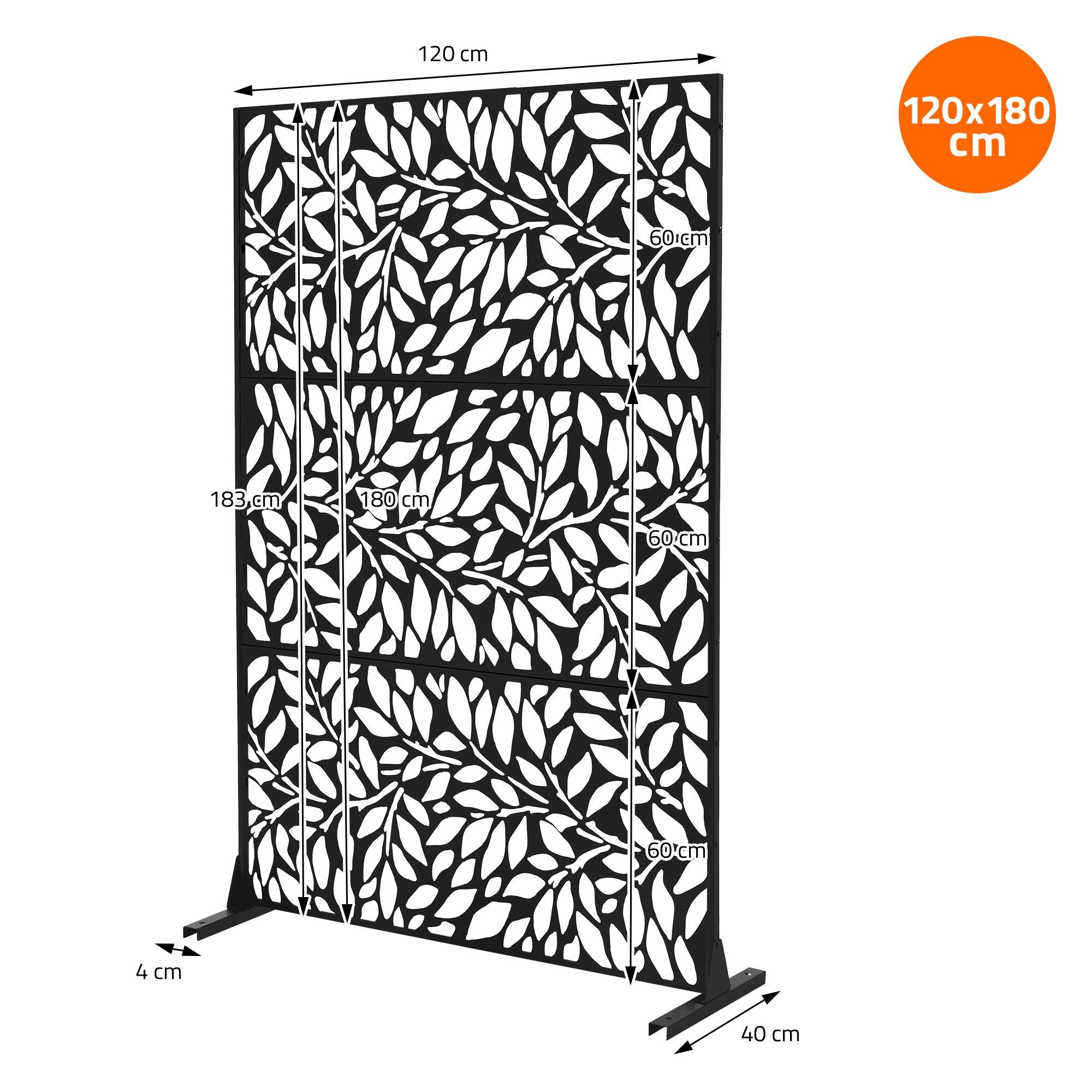 Ml-Design - Brise-vue métallique firenze 120x180 cm en acier modèle autoportant à 3 panneaux extensible avec supports paravent décoratif résistant aux intempéries - Image 7