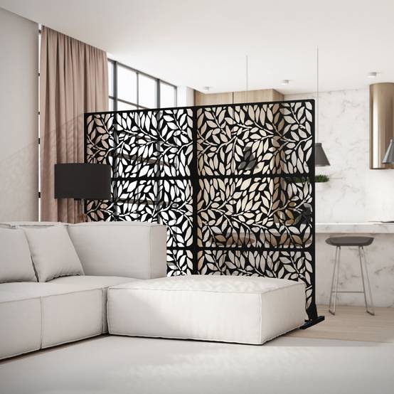 Ml-Design - Brise-vue métallique firenze 120x180 cm en acier modèle autoportant à 3 panneaux extensible avec supports paravent décoratif résistant aux intempéries - Image 10