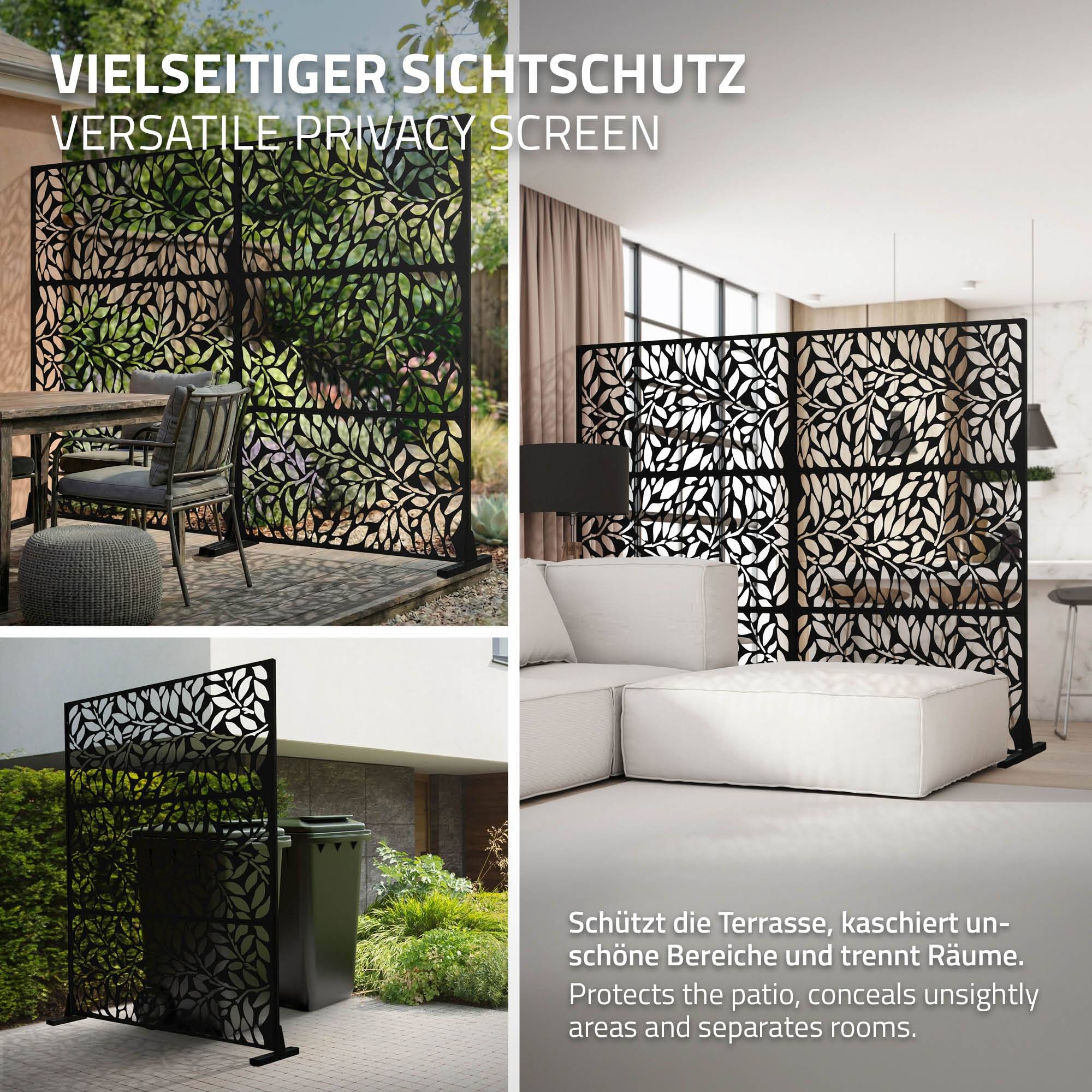 Ml-Design - Brise-vue métallique firenze 120x180 cm en acier modèle autoportant à 3 panneaux extensible avec supports paravent décoratif résistant aux intempéries - Image 6