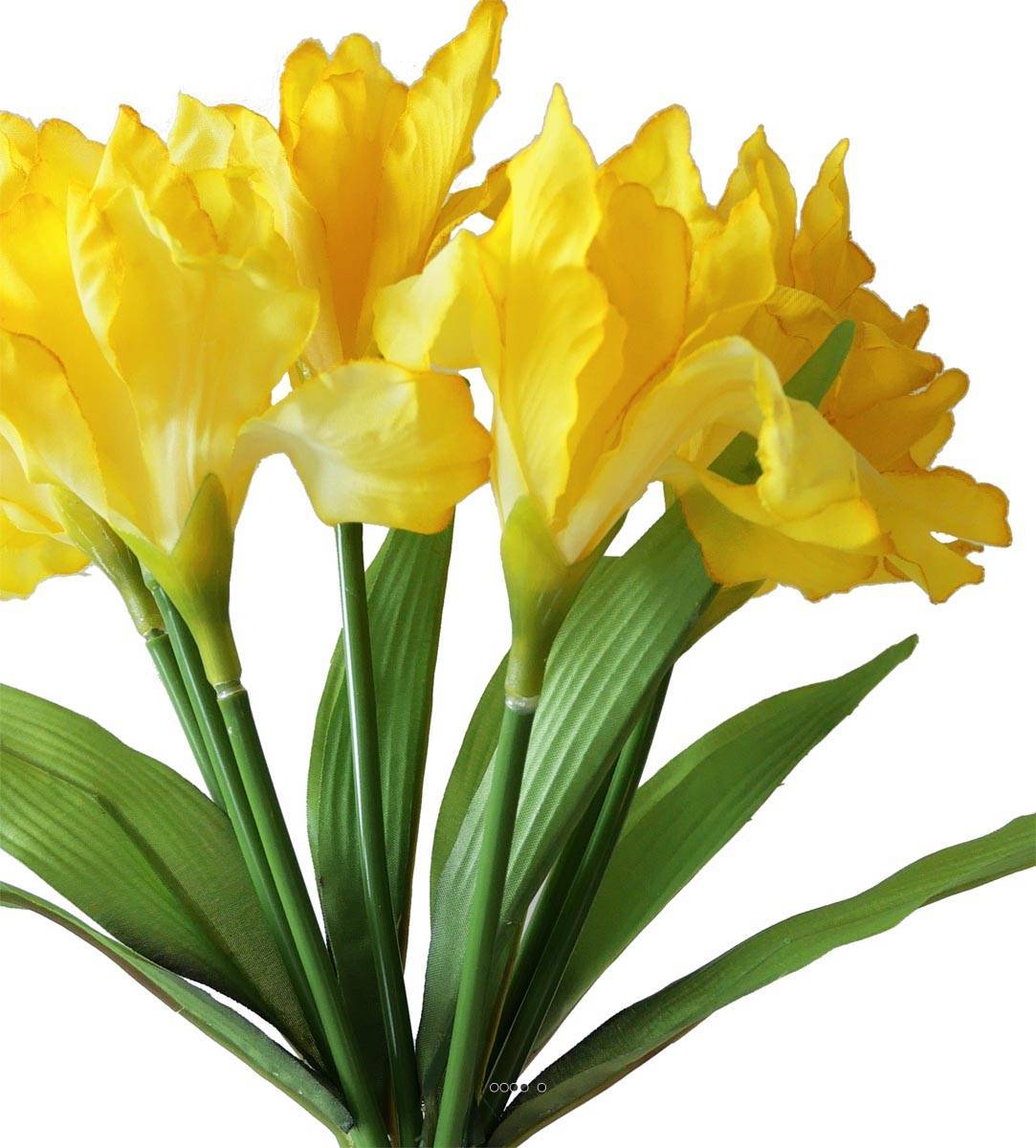 Artificielles - Bouquet d'Iris facticeS 7 fleurs et 7 feuilles H28cm superbe Jaune - couleur: Jaune - Imagen 2