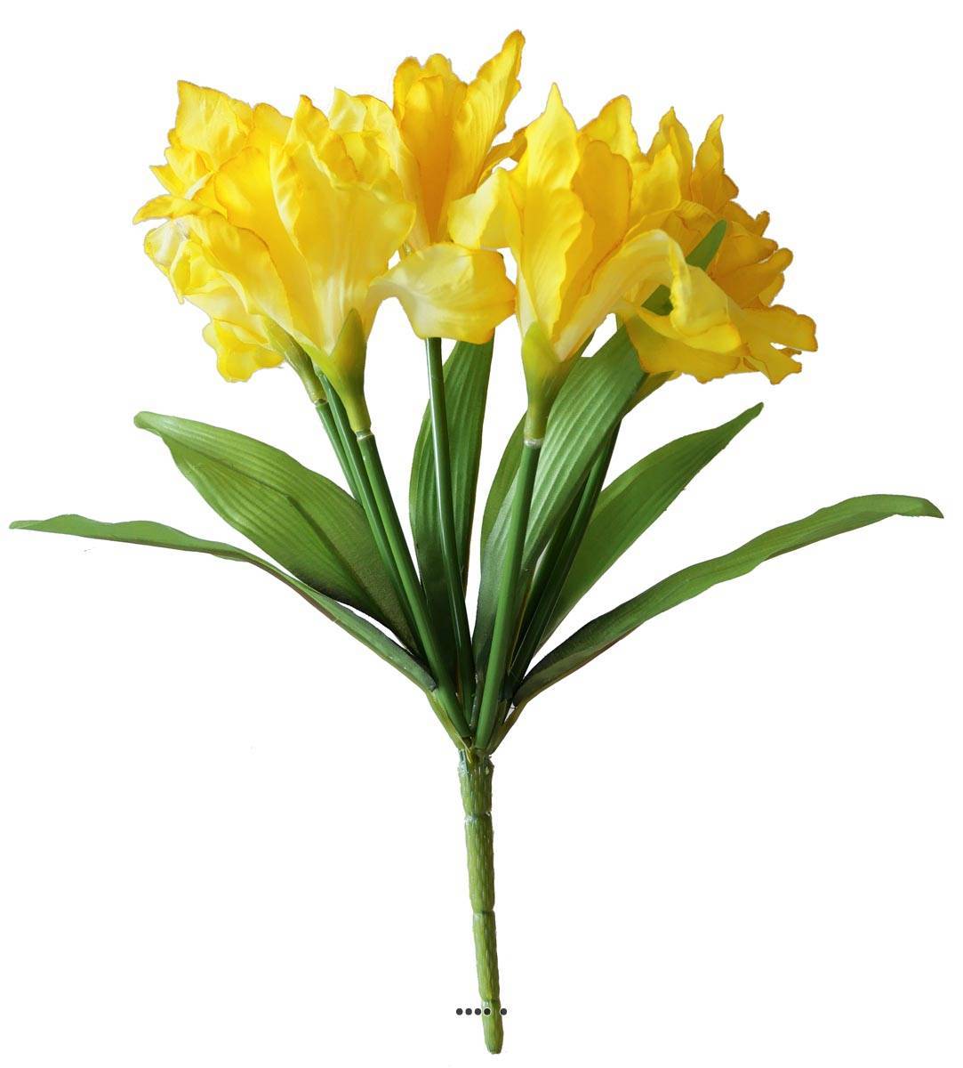 Artificielles - Bouquet d'Iris facticeS 7 fleurs et 7 feuilles H28cm superbe Jaune - couleur: Jaune - Imagen 1