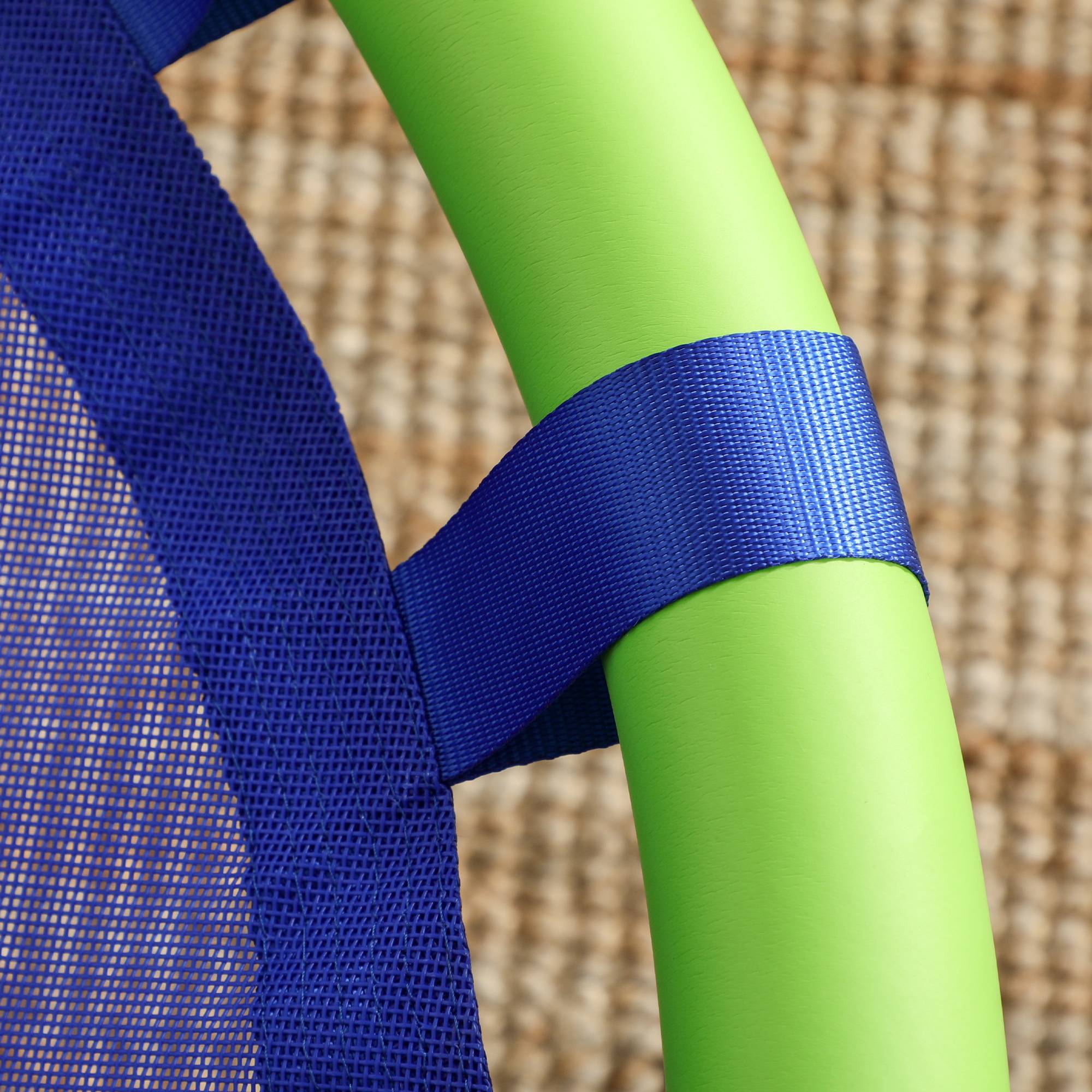 Outsunny - Balançoire nid d'oiseau ronde balançoire panier Ø 100 x 120-180H cm accessoires inclus bleu vert - Outsunny - Imagen 9