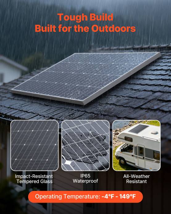 VEVOR Panneau Solaire Monocristallin Module Photovoltaïque 100 W Rendement 23 % - Image 5