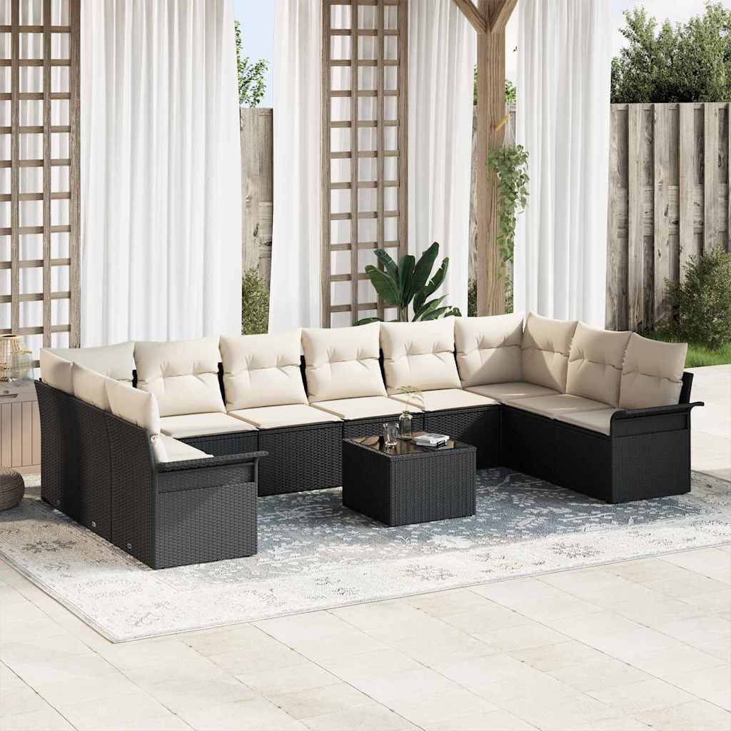Salon de jardin 11pcs Polyrotin Modulable Confortable Noir – ComfortXL Outdoor Living - Image 1